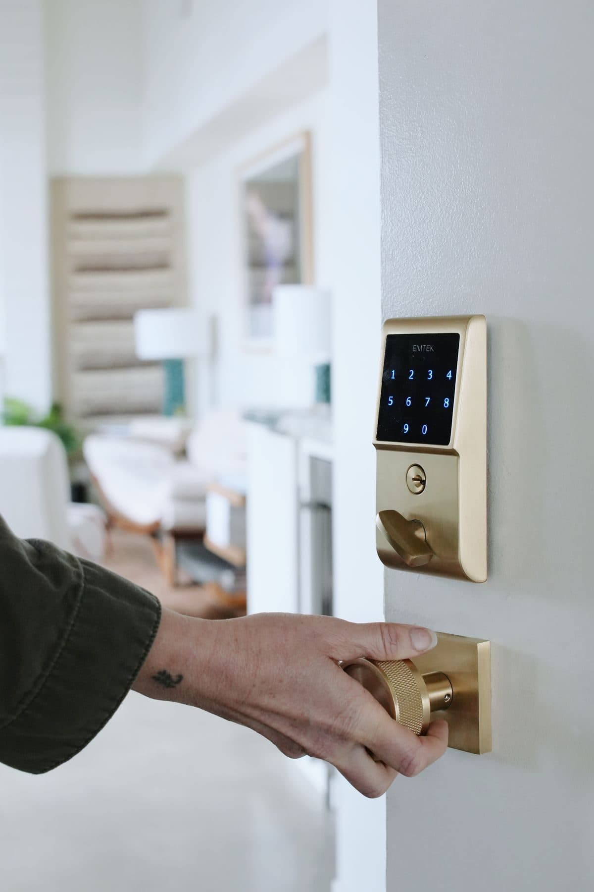 Entering a code on a smart door lock